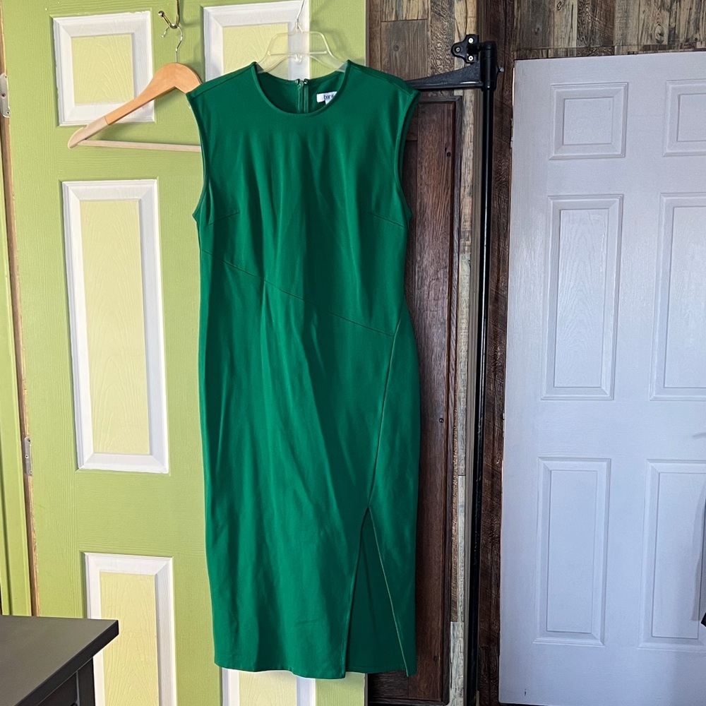 Bar III Emerald Green Sleeveless Midi Sheath Dress